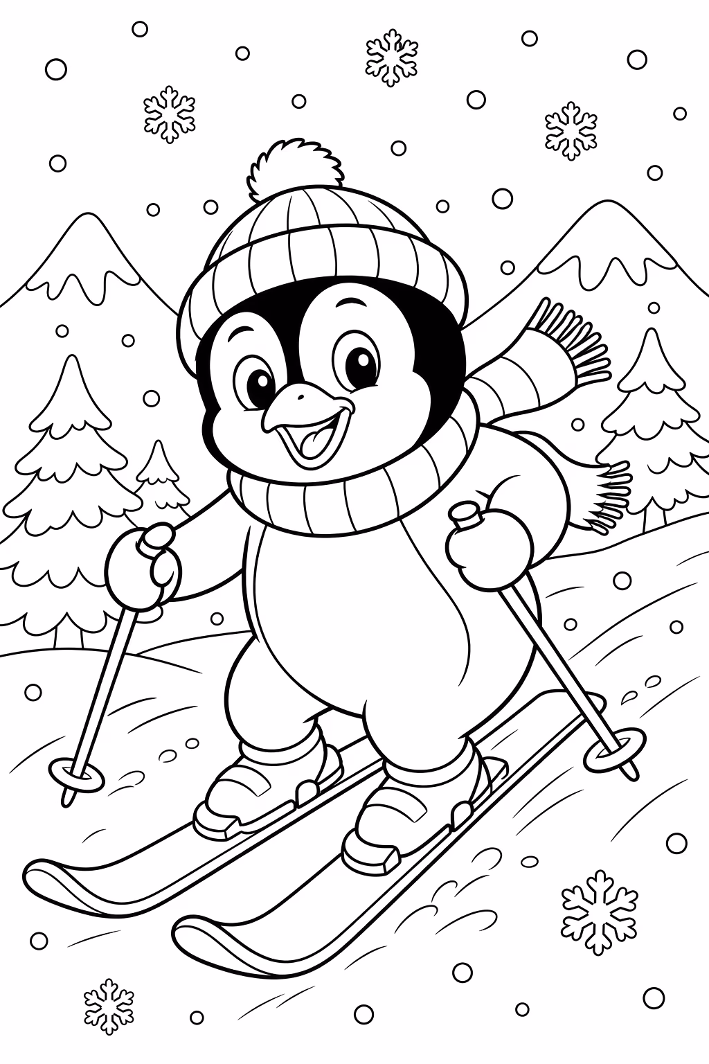 Pinguins para colorir — desenho para imprimir