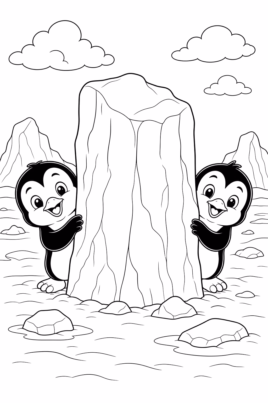 Pinguins para colorir — desenho para imprimir