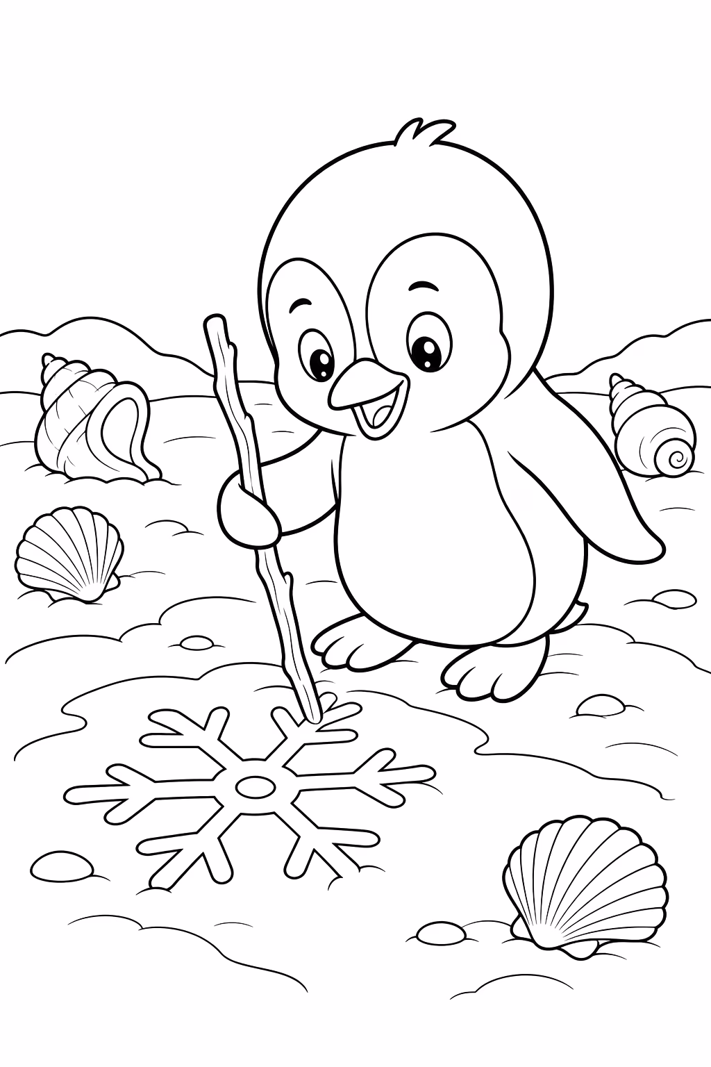 Pinguins para colorir — desenho para imprimir