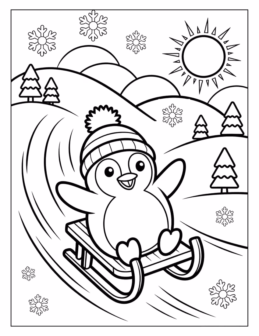 Pinguins para colorir — desenho para imprimir