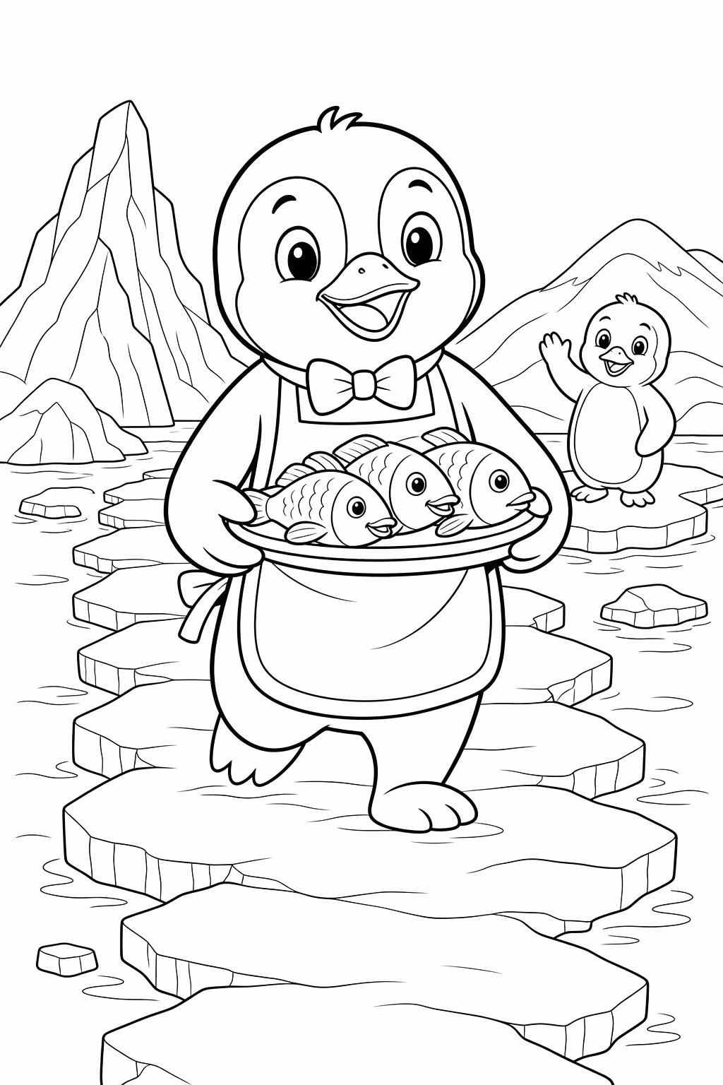 Pinguins para colorir — desenho para imprimir