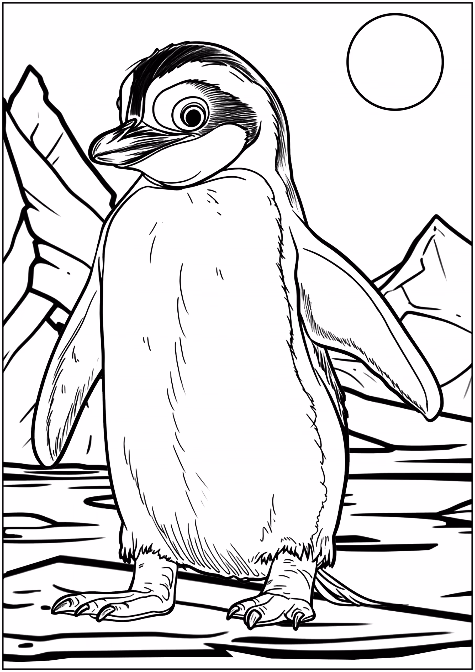 Pinguins para colorir — desenho para imprimir
