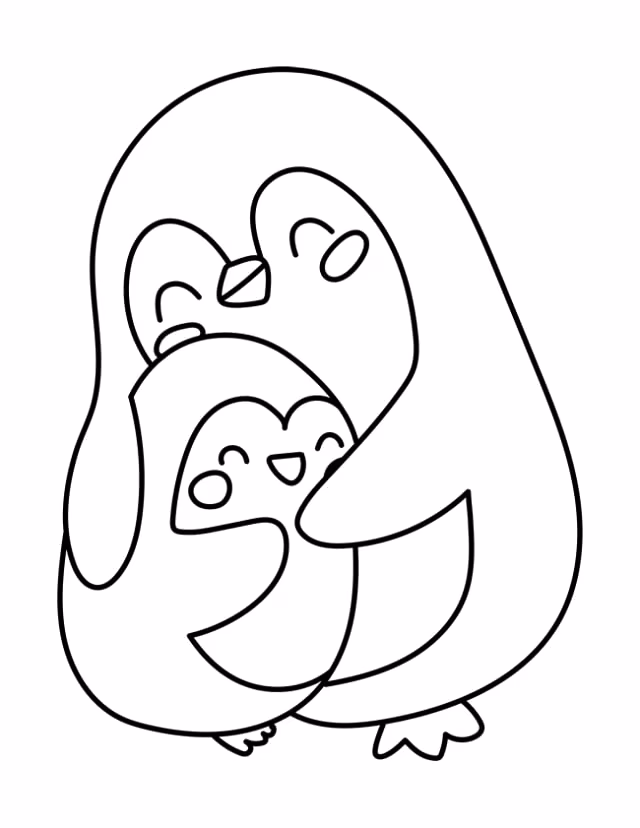 Pinguins para colorir — desenho para imprimir