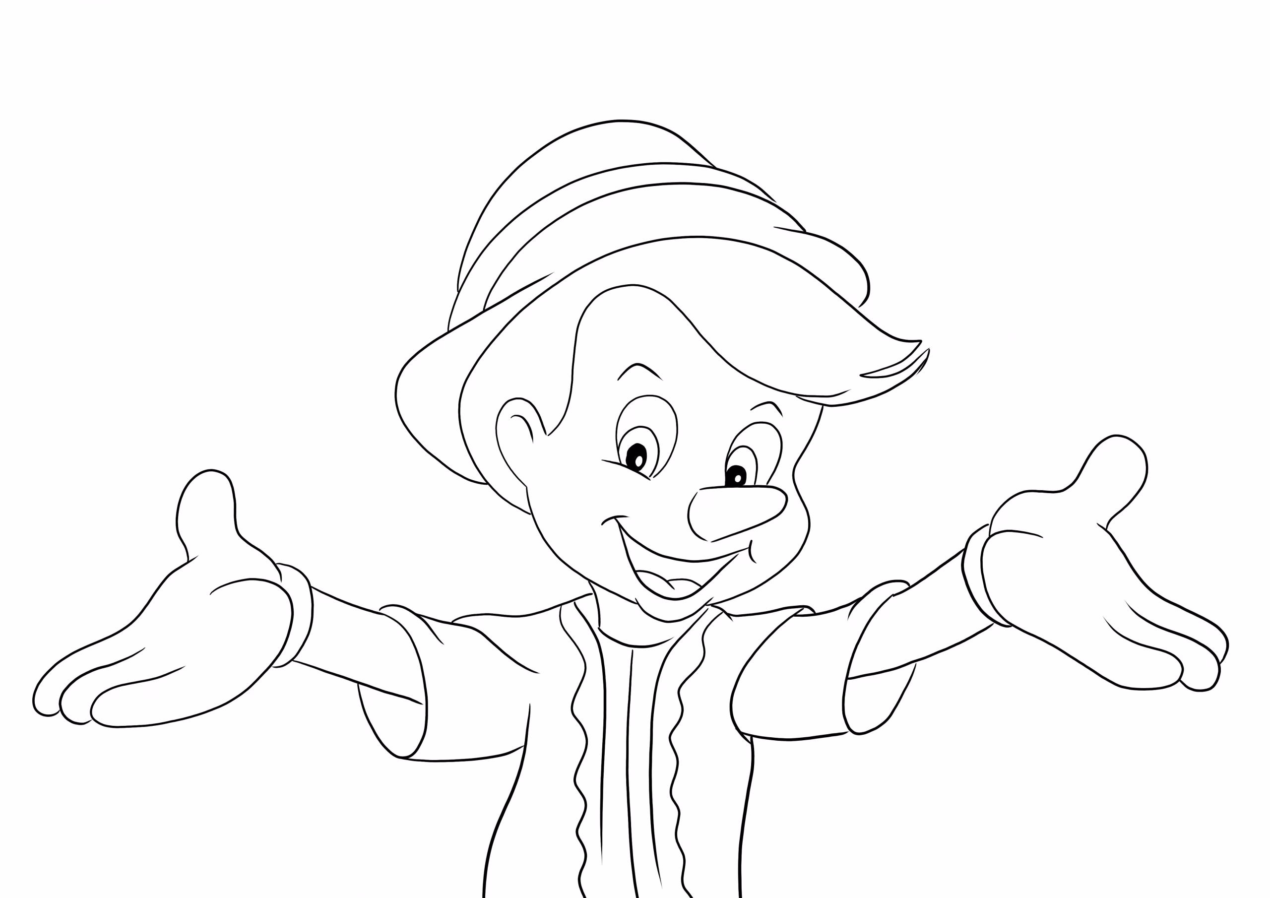 Pinoquio para colorir — desenho para imprimir
