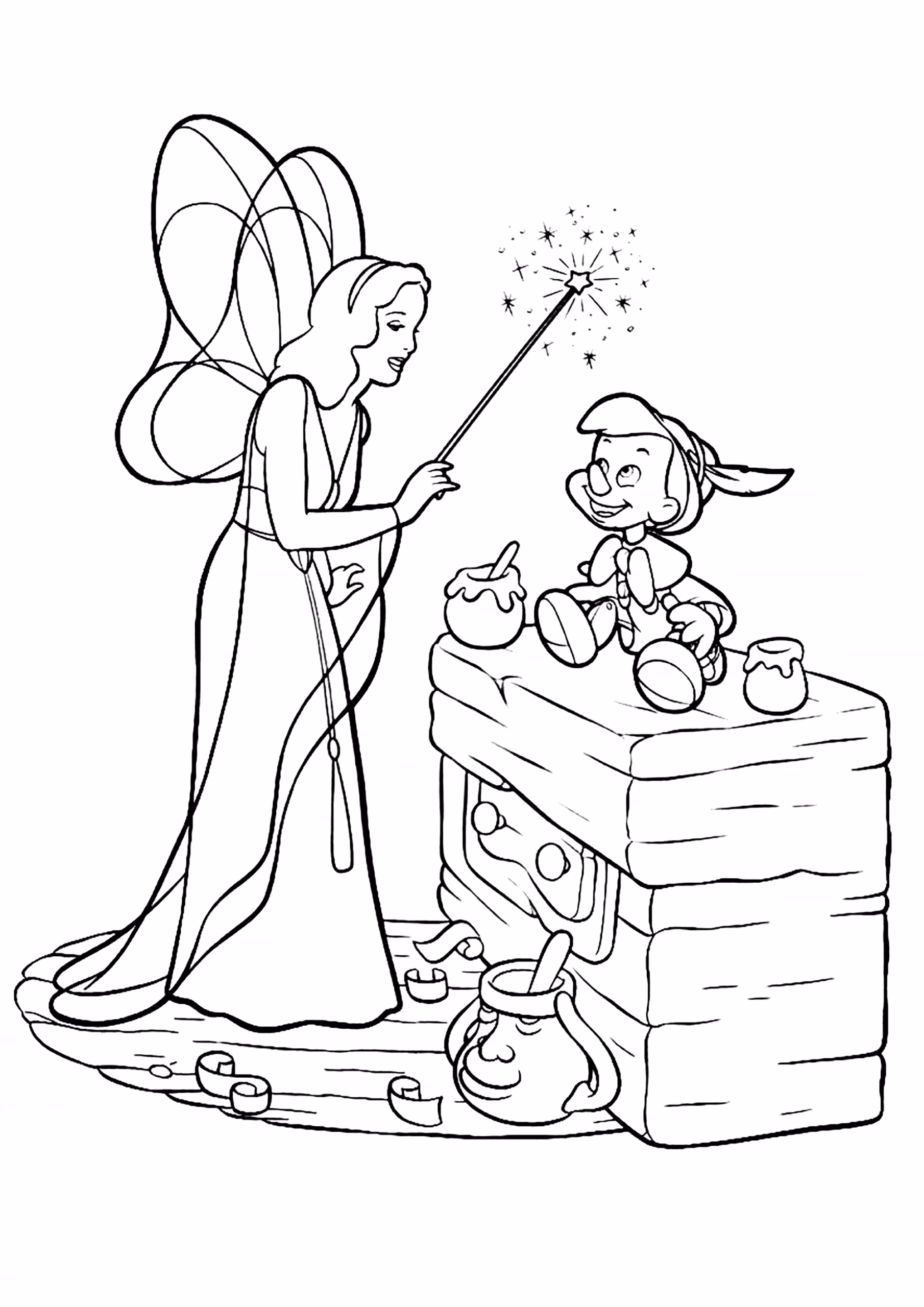 Pinoquio para colorir — desenho para imprimir
