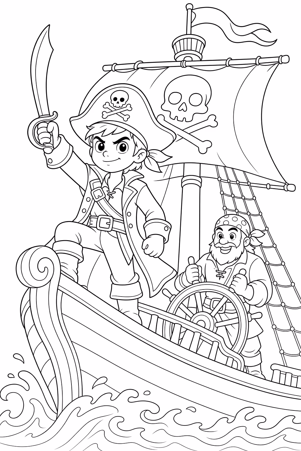 Piratas para colorir — desenho para imprimir