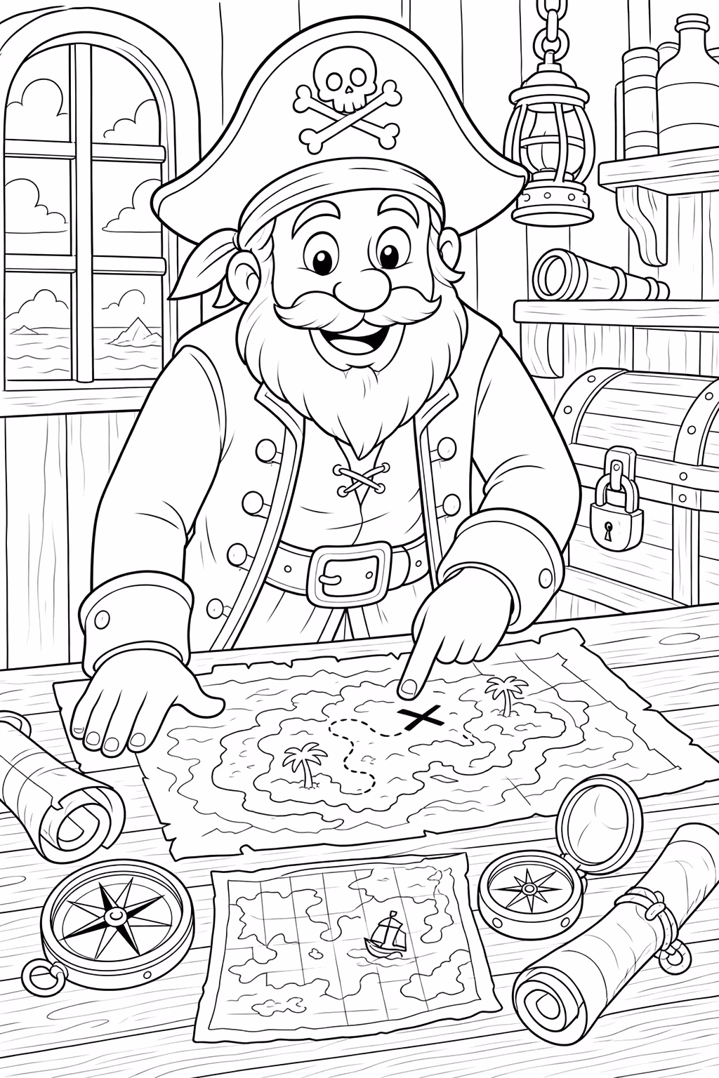 Piratas para colorir — desenho para imprimir