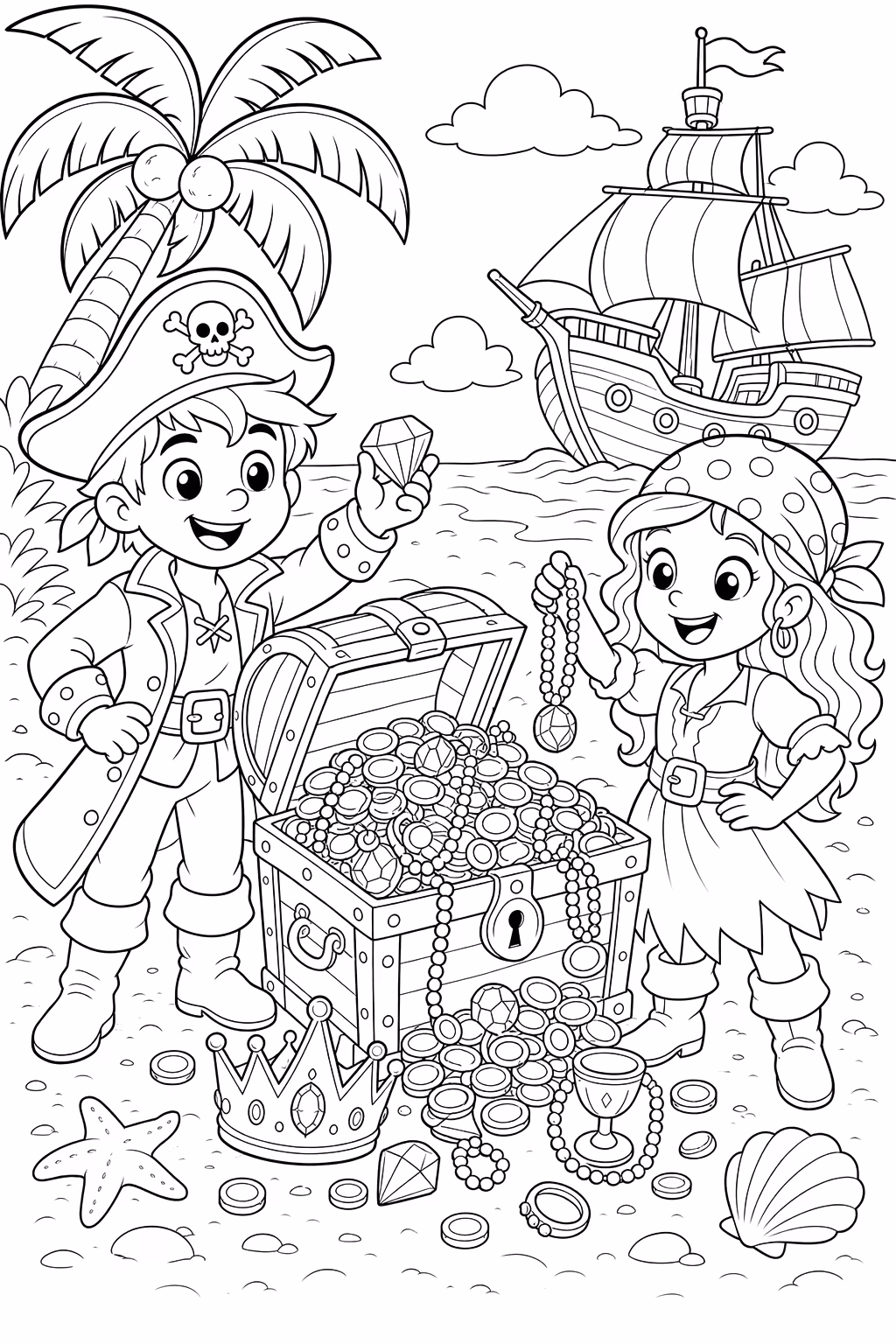 Piratas para colorir — desenho para imprimir