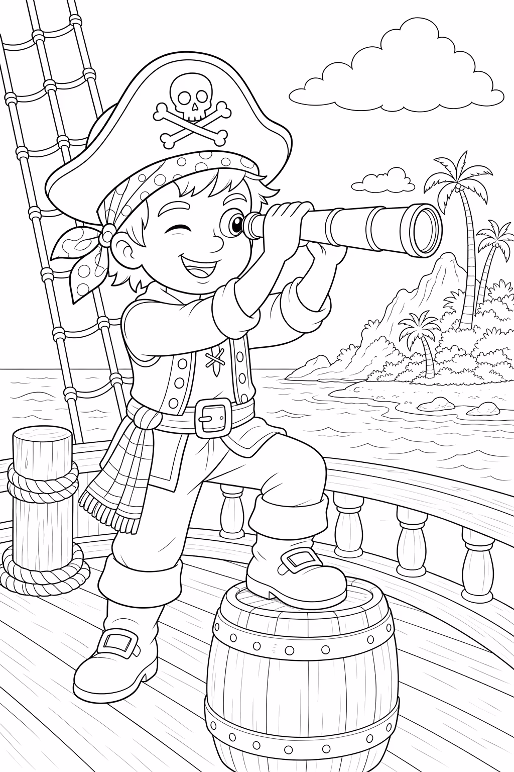 Piratas para colorir — desenho para imprimir