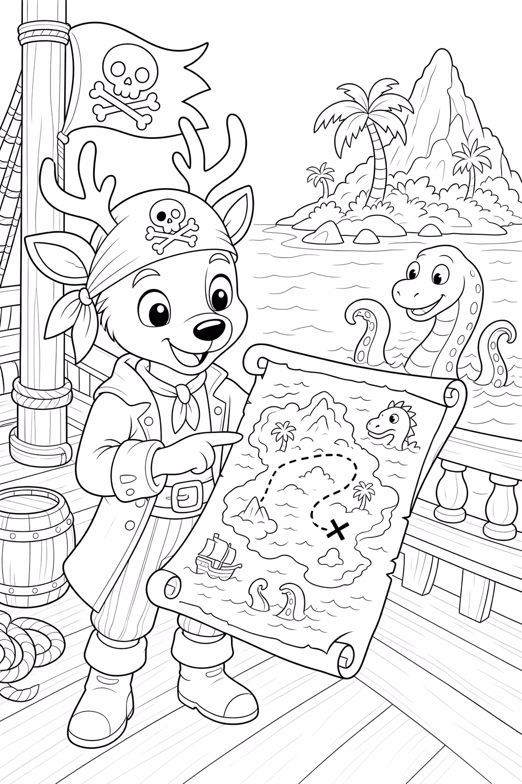 Piratas para colorir — desenho para imprimir
