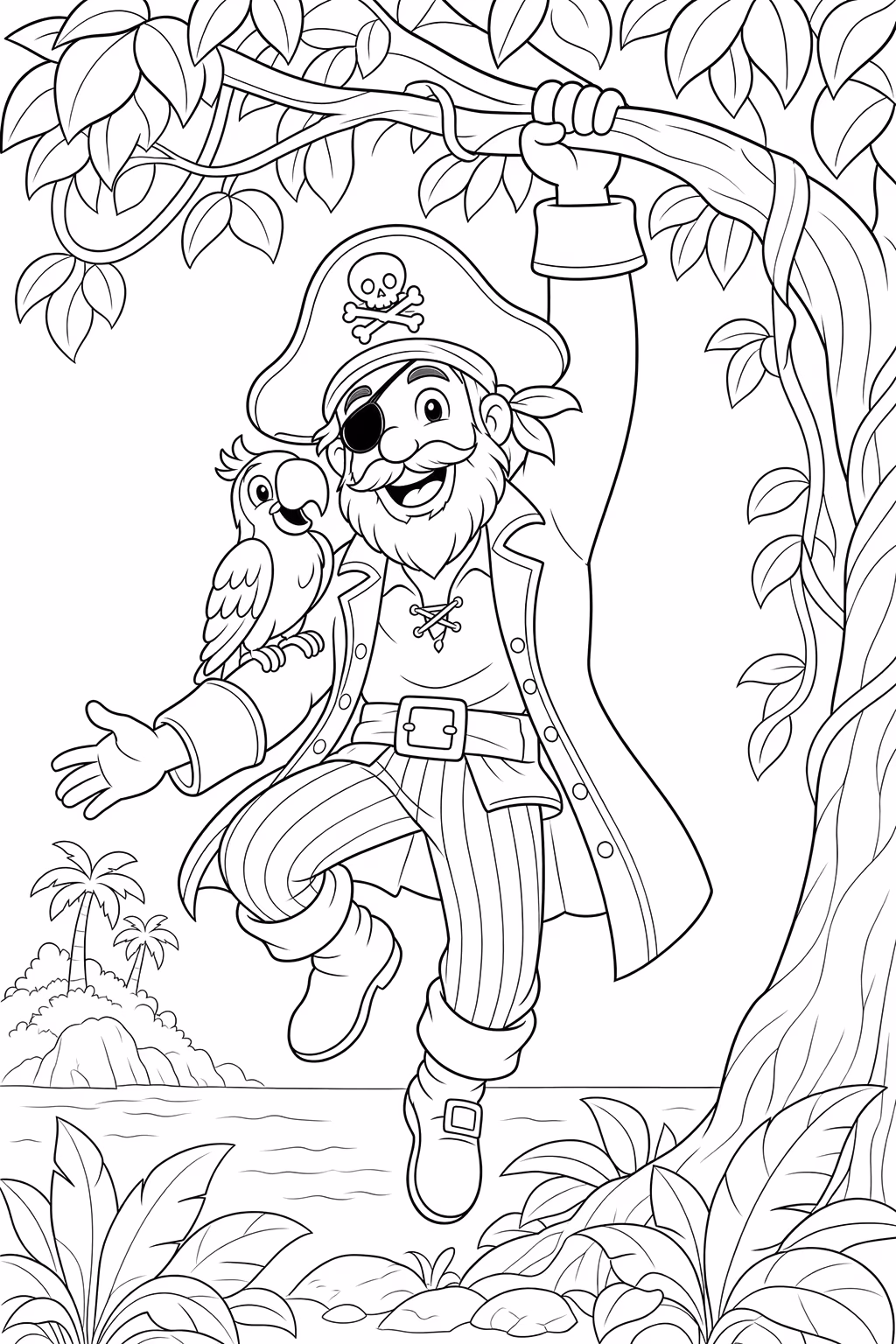 Piratas para colorir — desenho para imprimir