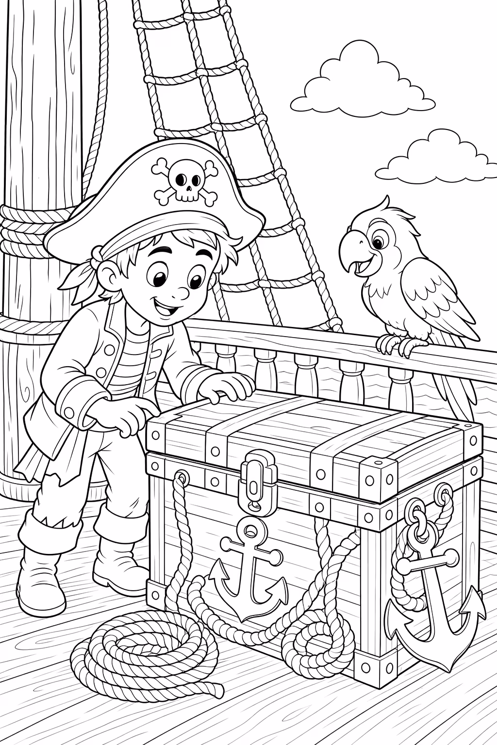 Piratas para colorir — desenho para imprimir