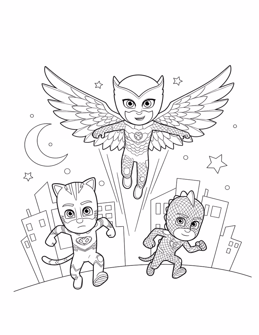 Pj masks para colorir — desenho para imprimir