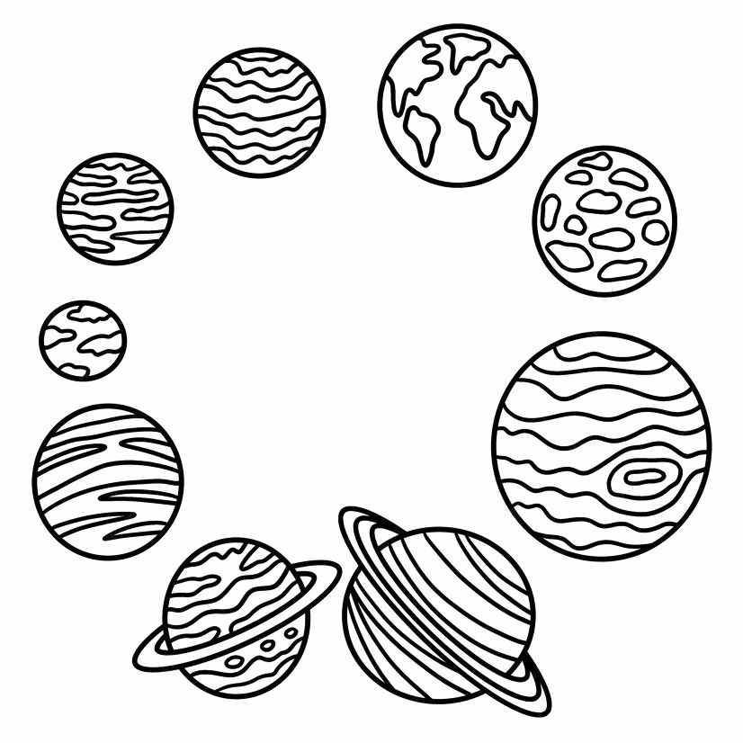 Planetas para colorir — desenho para imprimir