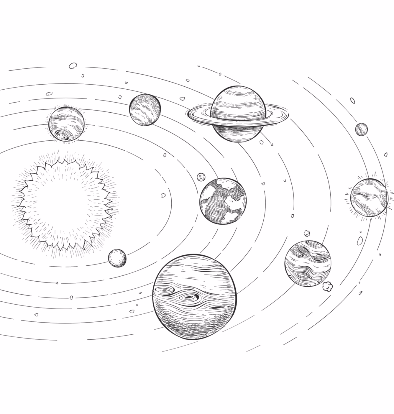Planetas para colorir — desenho para imprimir