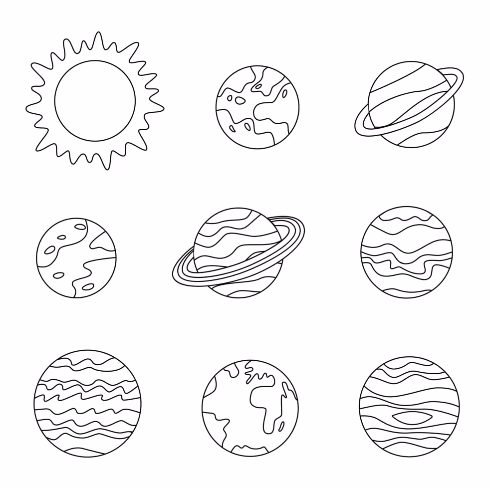 Planetas para colorir — desenho para imprimir