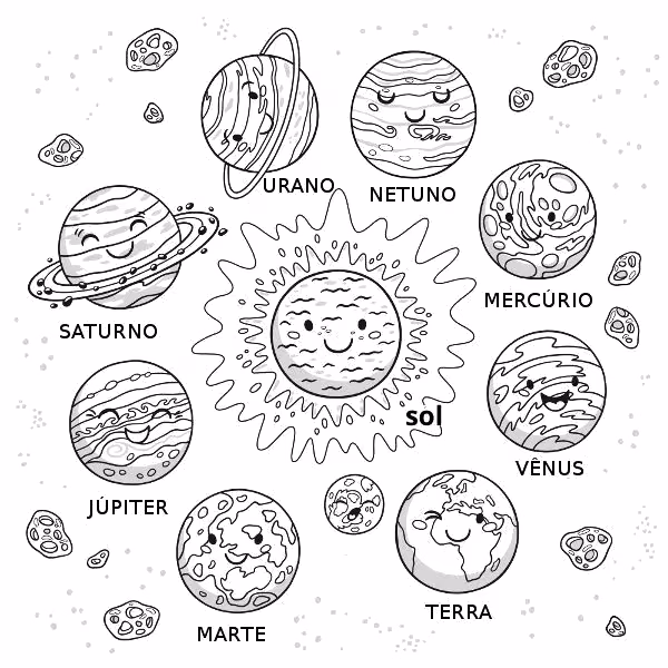 Planetas para colorir — desenho para imprimir
