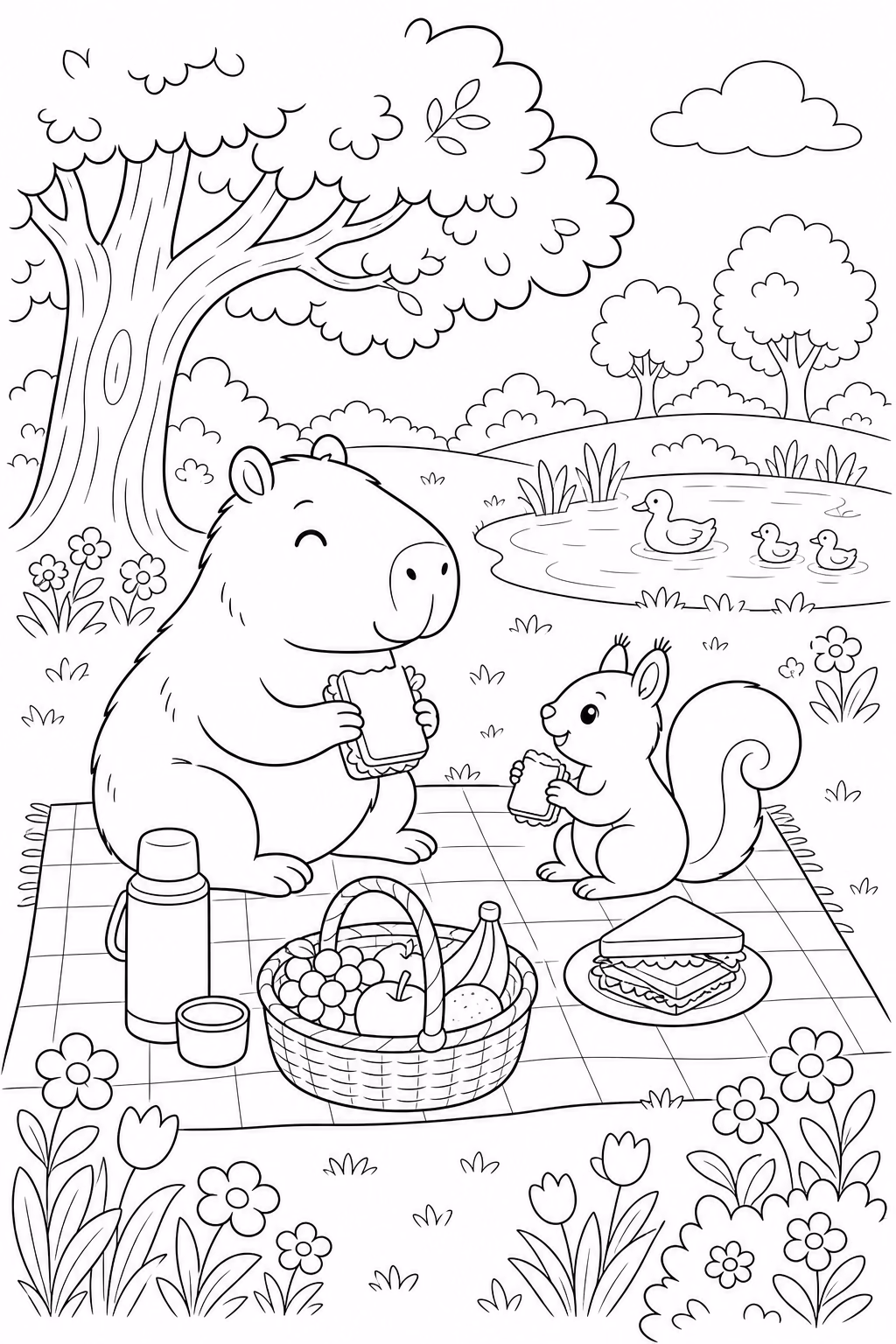 Bobbie goods capivara no piquenique para colorir — desenho para imprimir
