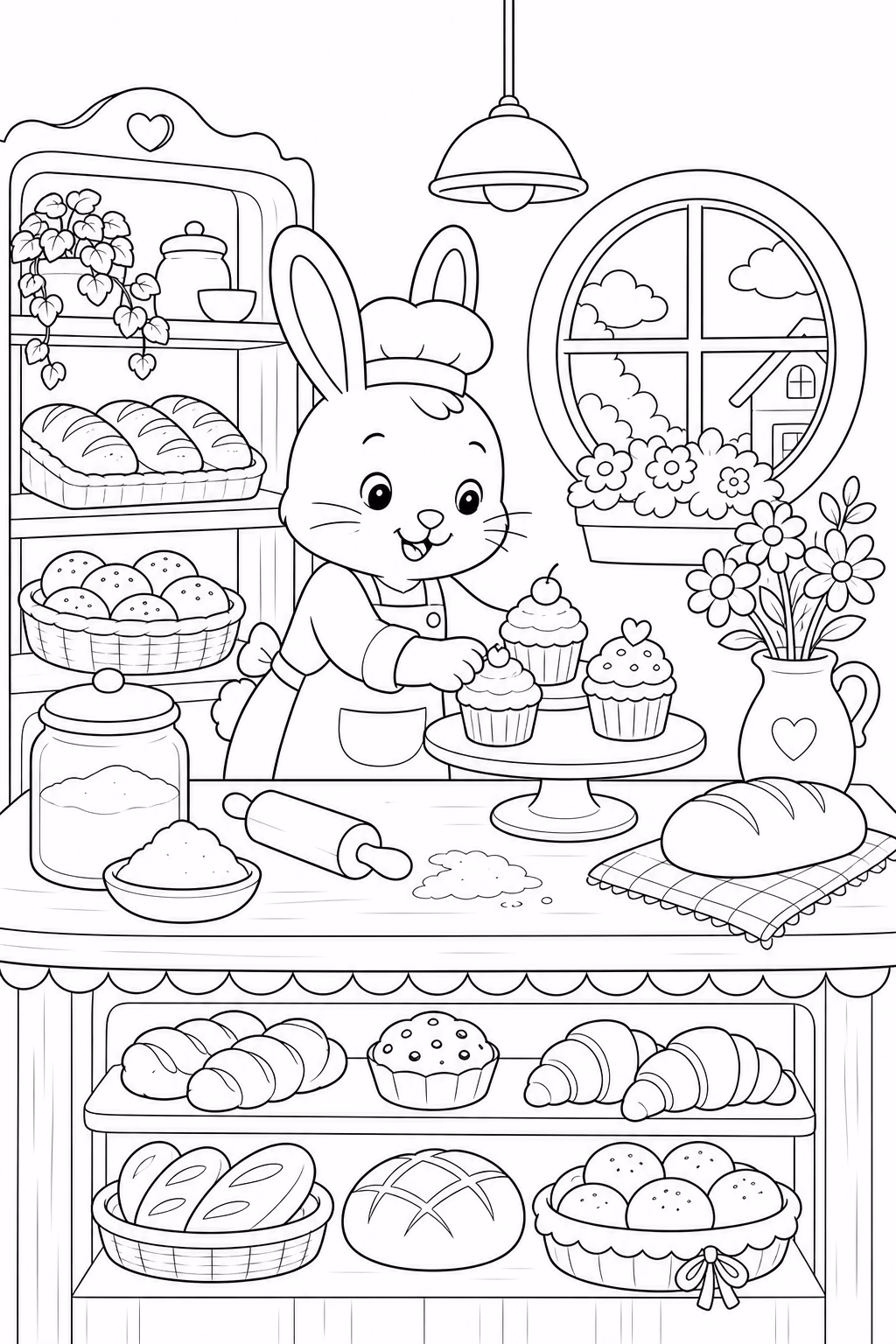 Bobbie goods coelho na padaria para colorir — desenho para imprimir
