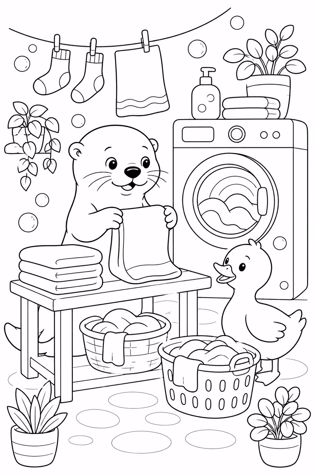 Bobbie goods lontra na lavanderia para colorir — desenho para imprimir