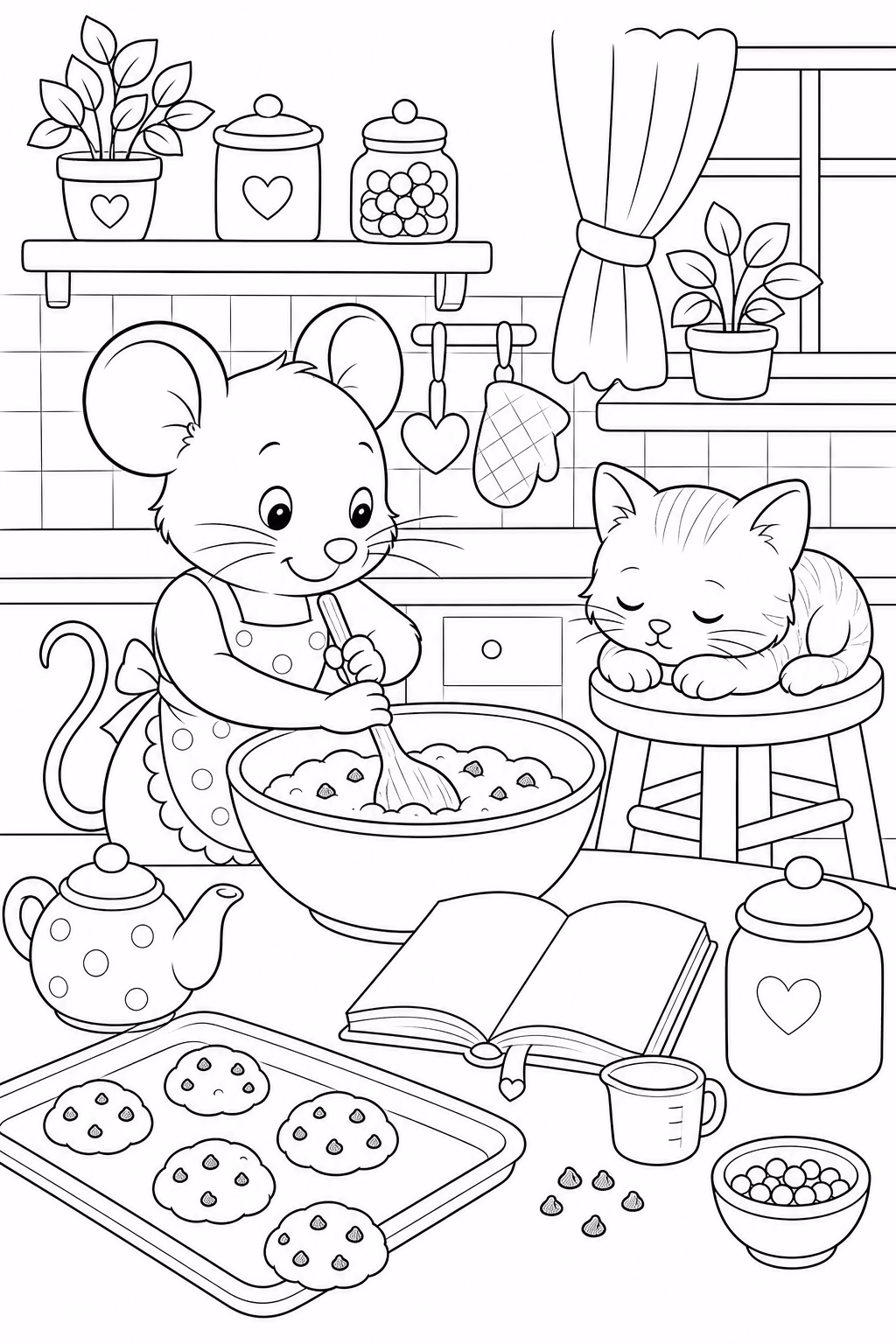 Bobbie goods ratinha fazendo biscoitos para colorir — desenho para imprimir