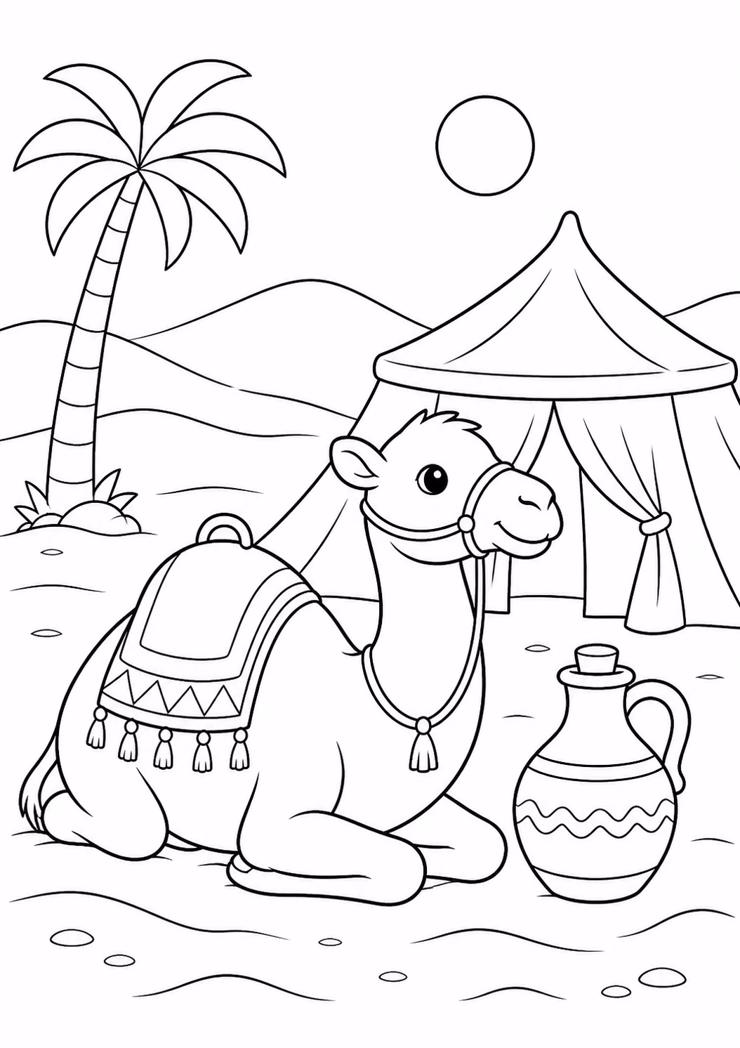Camelos para colorir — desenho para imprimir
