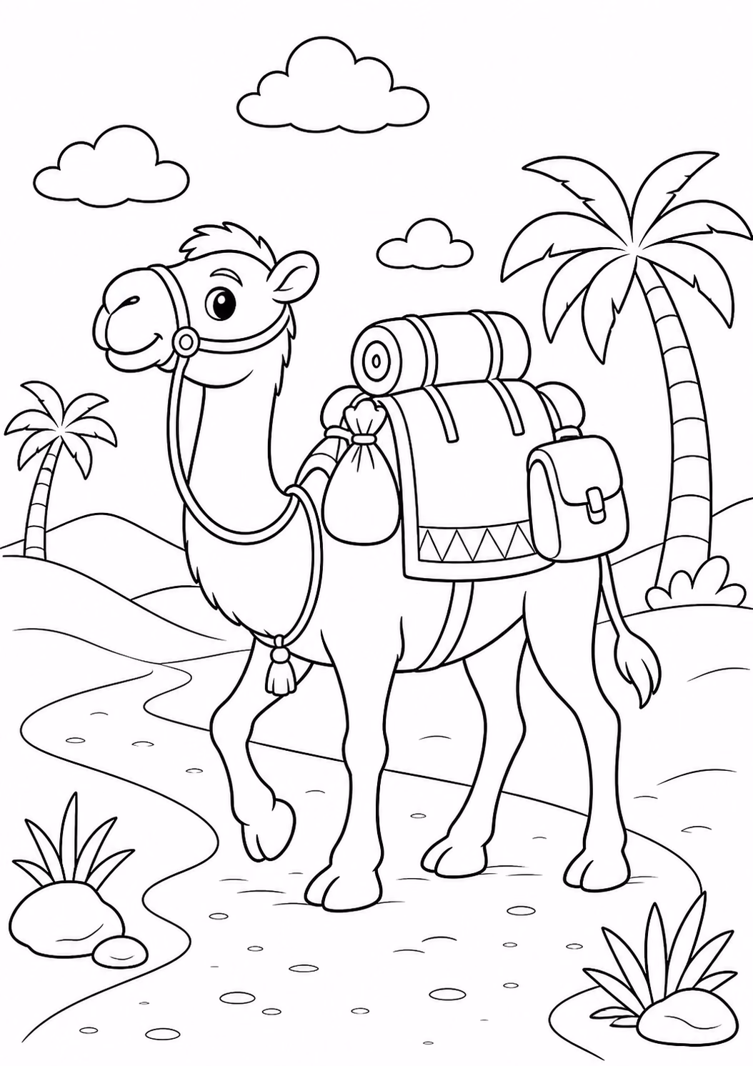 Camelos para colorir — desenho para imprimir