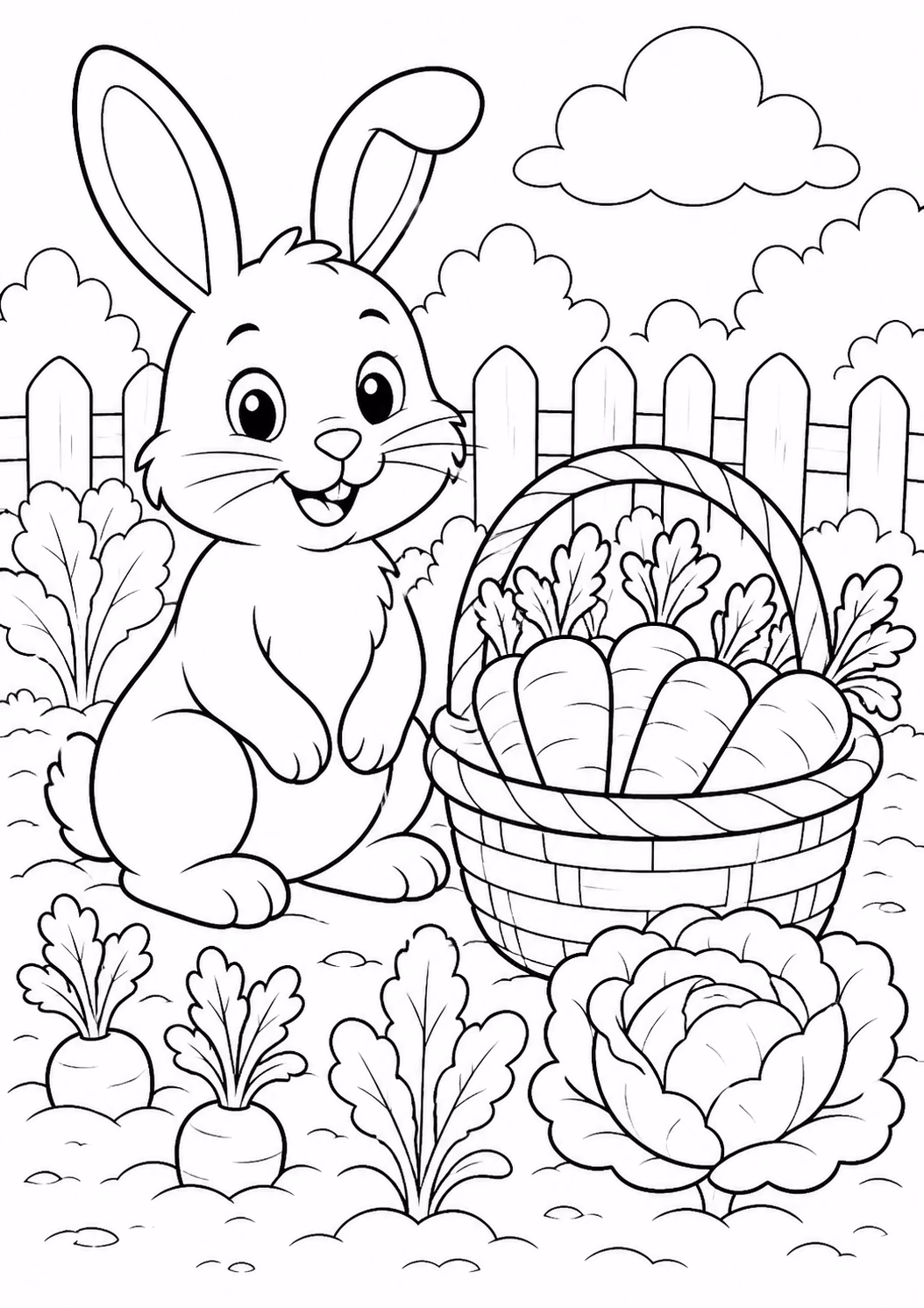 Cenouras para colorir — desenho para imprimir